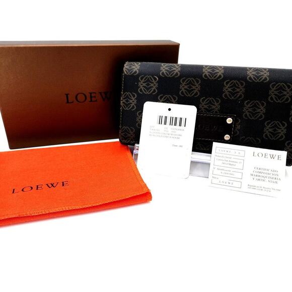 LOEWE Vintage Anagram Printed PVC Leather Long Wallet LOGO Purse - Picture 11 of 13